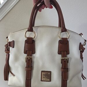 Dooney & Bourke White and Brown Leather Satchel